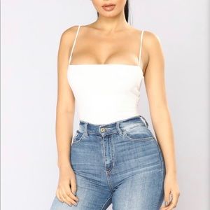 White Thin Strap Bodysuit